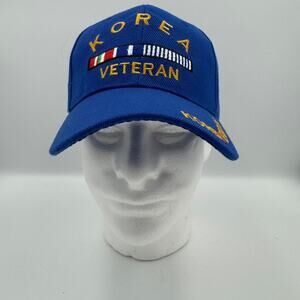 Korea Veteran Embroidered Blue Baseball Cap Adjustable Military Honor Hat
